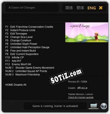 A Game of Changes: ТРЕЙНЕР И ЧИТЫ (V1.0.83)
