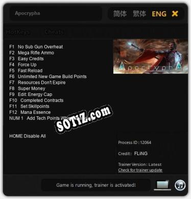 Apocrypha: ТРЕЙНЕР И ЧИТЫ (V1.0.23)