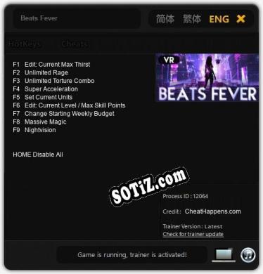 Beats Fever: Читы, Трейнер +9 [CheatHappens.com]