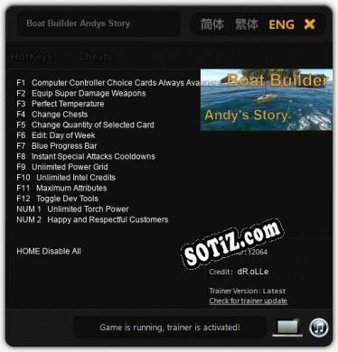 Трейнер для Boat Builder Andys Story [v1.0.9]