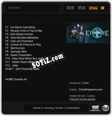 Трейнер для Epitome [v1.0.9]