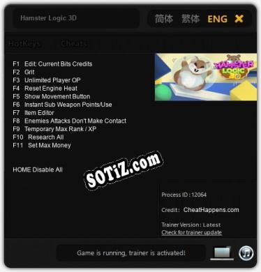 Hamster Logic 3D: Читы, Трейнер +11 [CheatHappens.com]