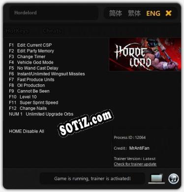 Hordelord: Читы, Трейнер +13 [MrAntiFan]