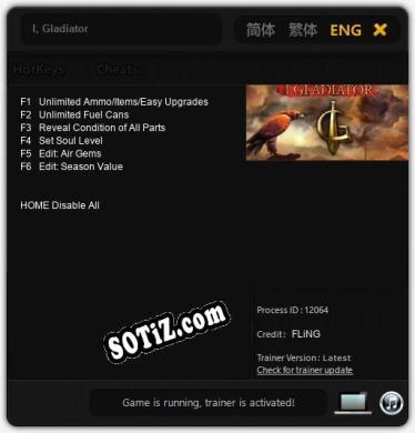 I, Gladiator: Трейнер +6 [v1.8]