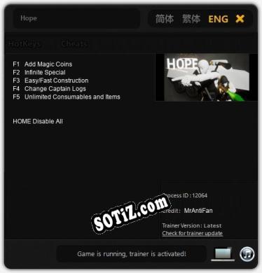 Трейнер для Hope [v1.0.9]