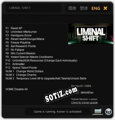 Трейнер для LIMINAL SHIFT [v1.0.8]