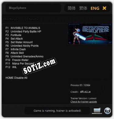 MegaSphere: Читы, Трейнер +12 [dR.oLLe]