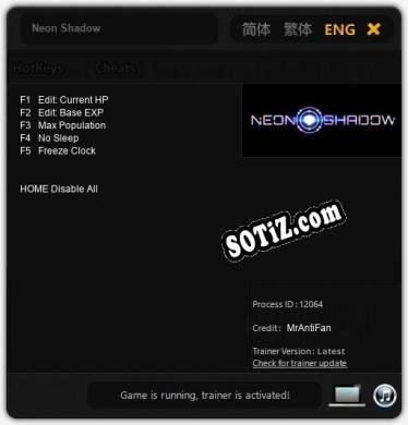 Neon Shadow: Трейнер +5 [v1.3]