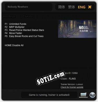 Трейнер для Nobody Nowhere [v1.0.2]