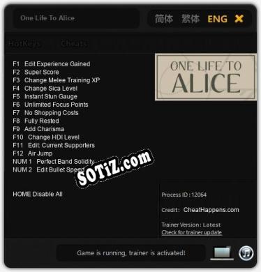 One Life To Alice: ТРЕЙНЕР И ЧИТЫ (V1.0.98)