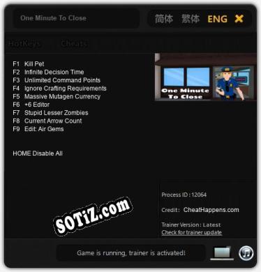 One Minute To Close: Трейнер +9 [v1.1]