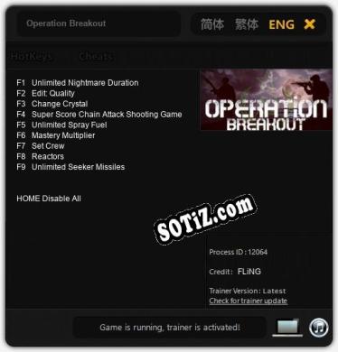 Operation Breakout: Трейнер +9 [v1.4]