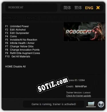 Трейнер для ROBOBEAT [v1.0.7]