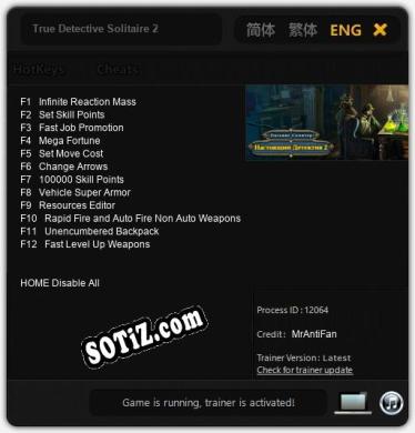 Трейнер для True Detective Solitaire 2 [v1.0.9]